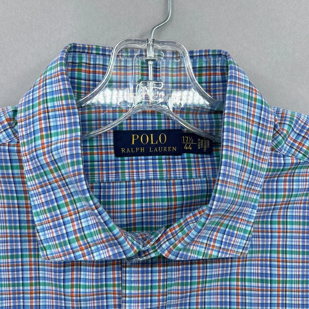 Polo Ralph Lauren Shirt Mens XL 17.5‎ Plaid Button Up Multicolor Madras Dress